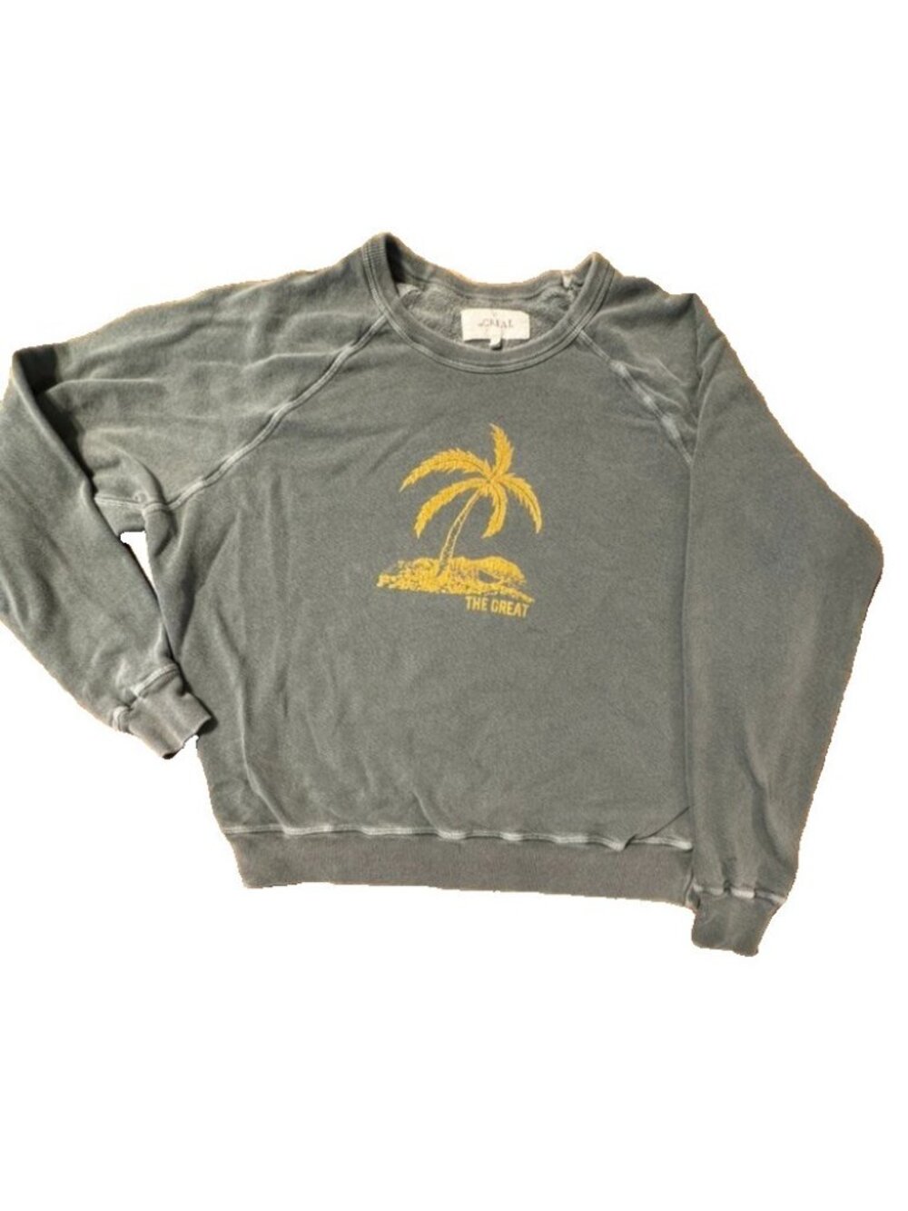 The Great. College Sweatshirt Island Palm Graphic Medium Sz 2 Green yellow